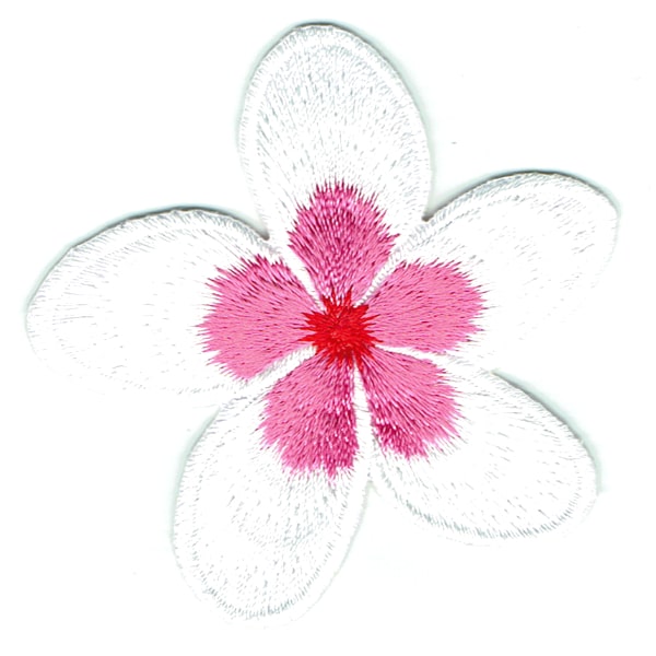 Iron on embroidered pink frangipani patch