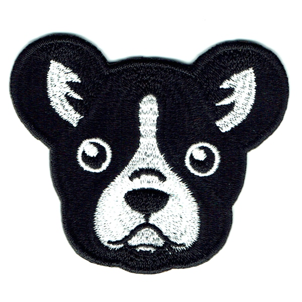 Iron on embroidered french bulldog face patch