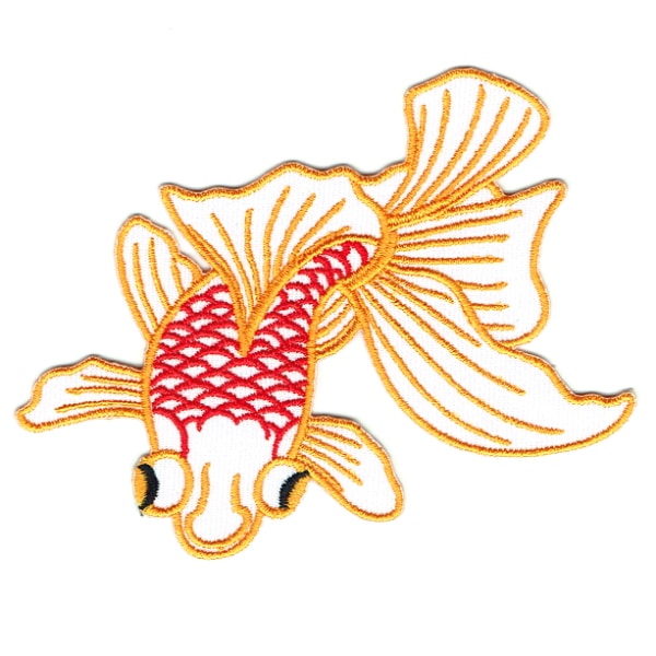 Iron on embroidered white goldfish patch