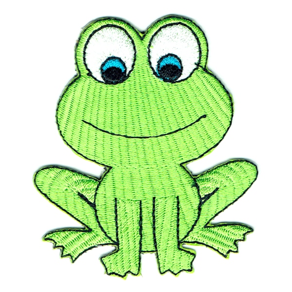 Iron on embroidered green frog patch