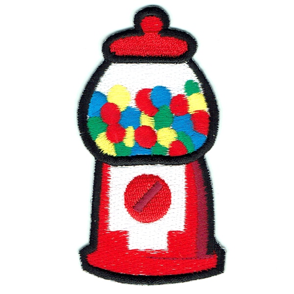 Iron on embroidered gum ball machine patch