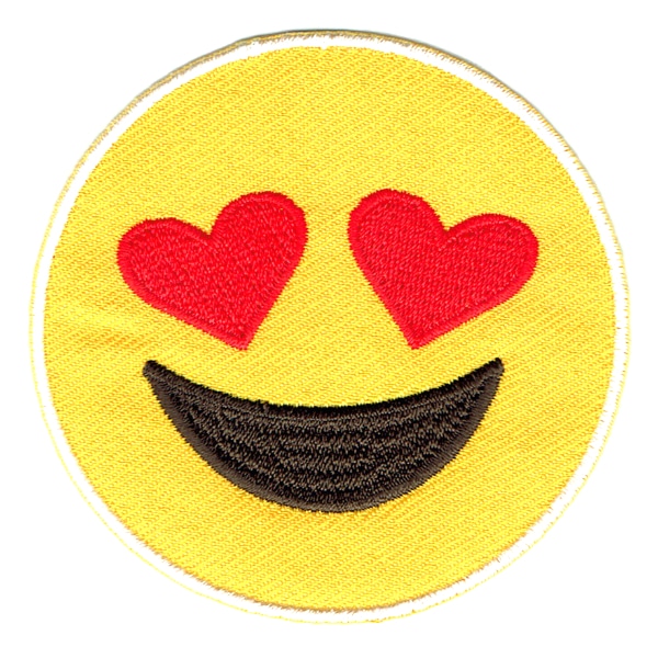Iron on embroidered yellow emoji heart eye patch
