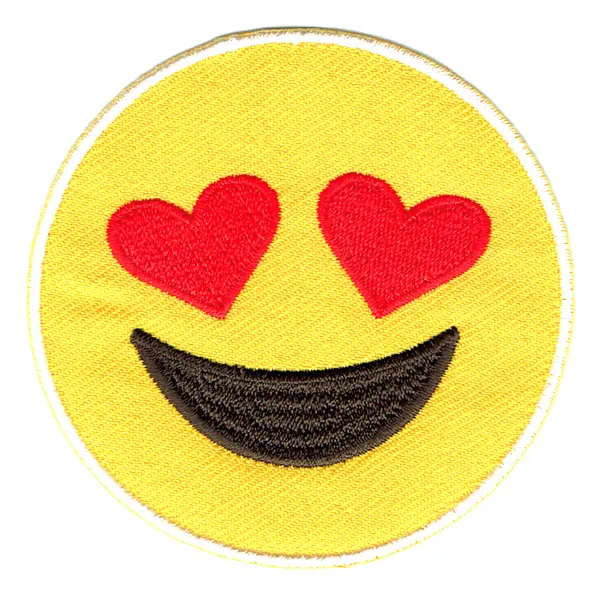 Iron on embroidered yellow emoji heart eye patch