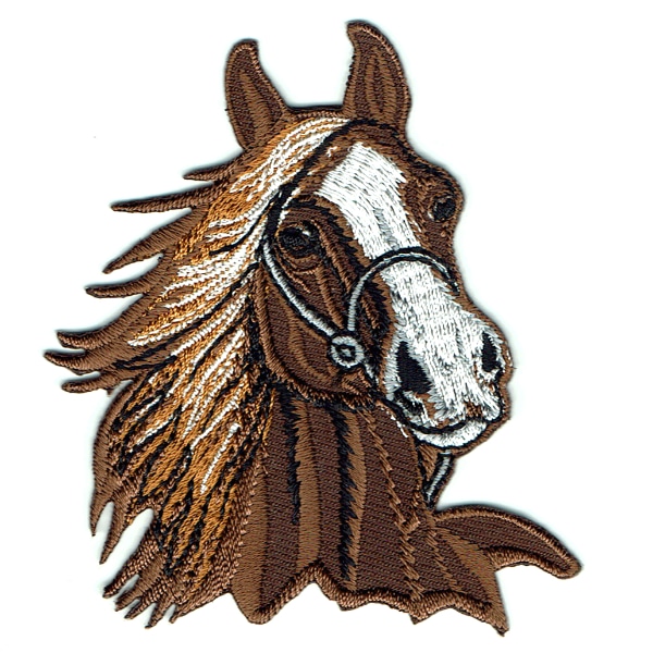 Iron on embroidered brown horse head patch