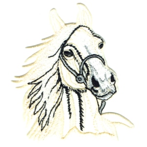 Iron on embroidered cream horse head patch