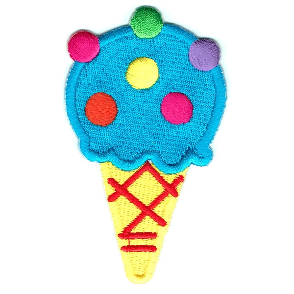 Iron on embroidered bubblegum ice cream cone patch