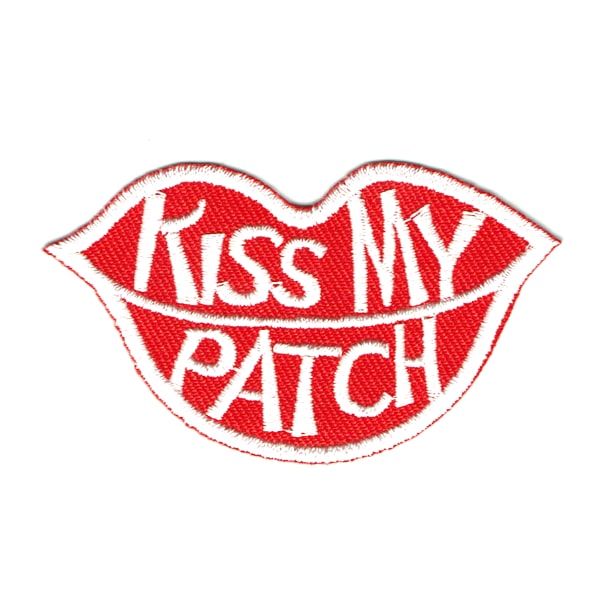 Iron on embroidered lip shaped kiss my patch