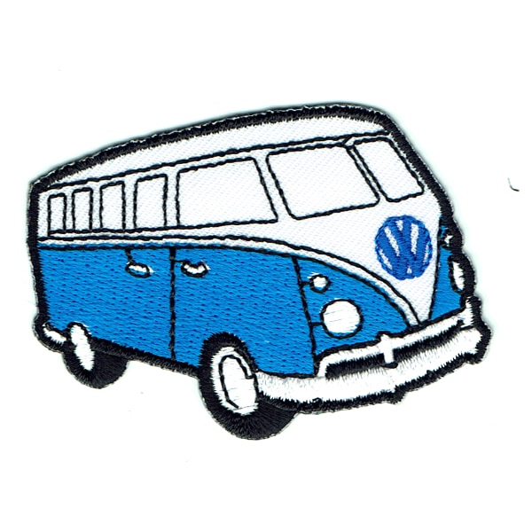 Iron on embroidered blue kombi van patch