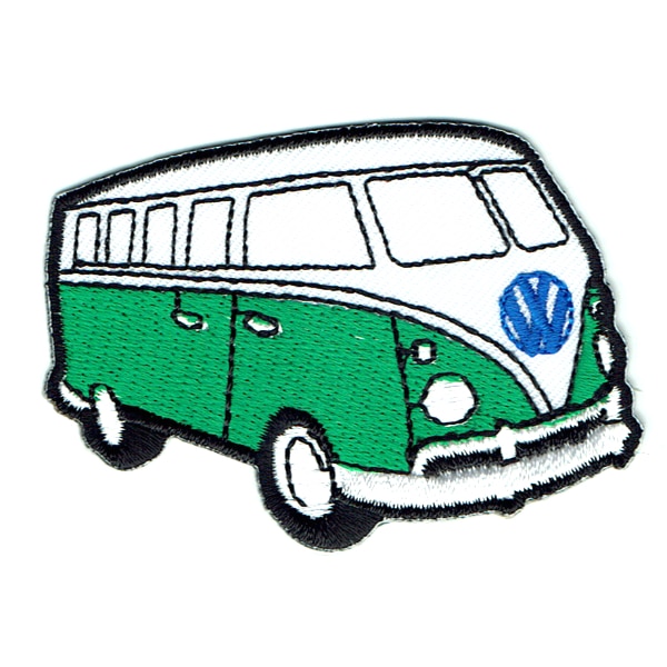 Iron on embroidered green kombi van patch