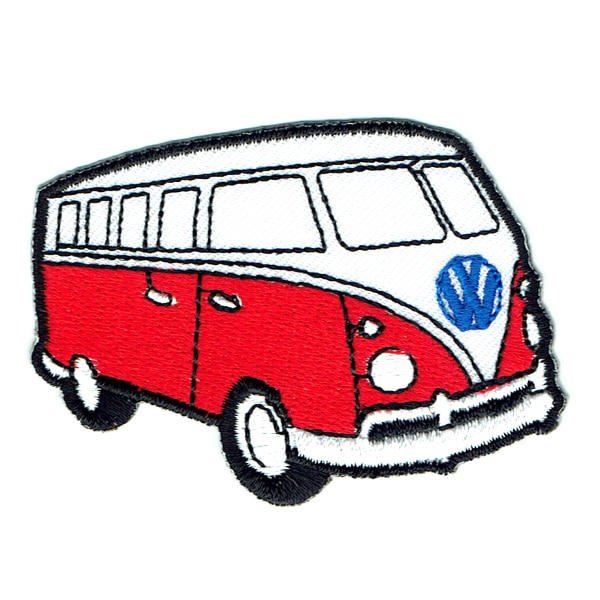 Iron on embroidered red kombi van patch