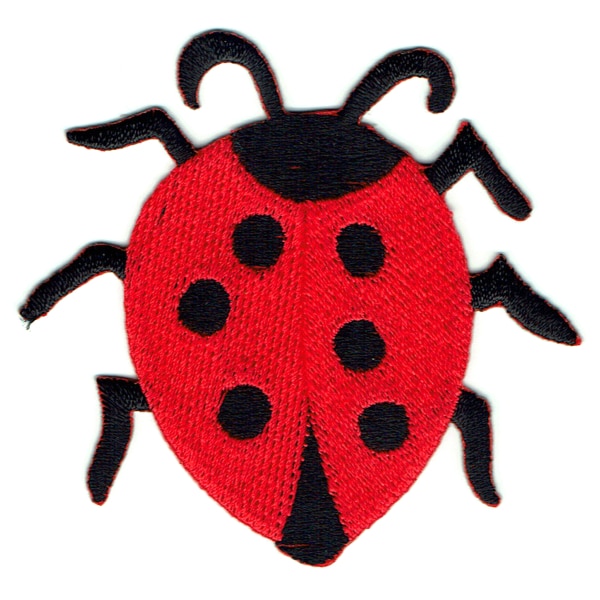 Black and red embroidered lady bug iron on patch