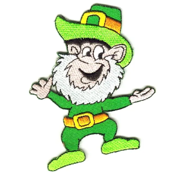 Iron on embroidered lucky green Irish leprechaun patch