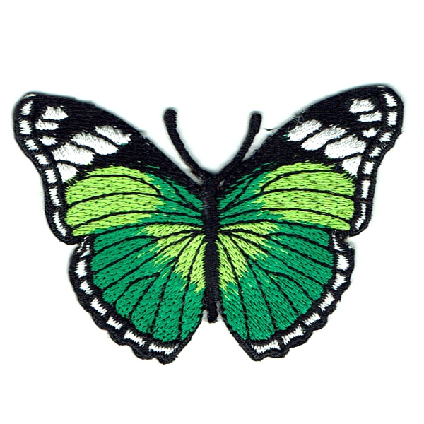 Iron on embroidered green monarch butterfly patch