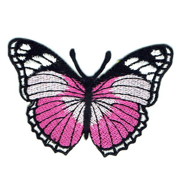 Iron on embroidered pink monarch butterfly patch