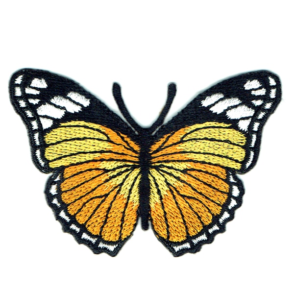 Iron on embroidered yellow monarch butterfly patch