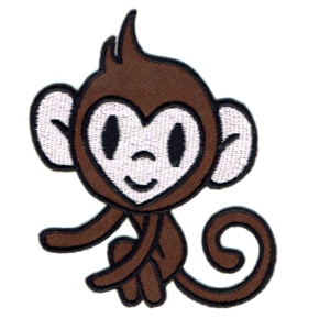 Iron on embroidered brown monkey patch