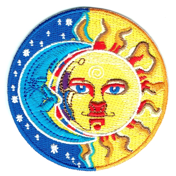 Iron on embroidered round sun surfer patch