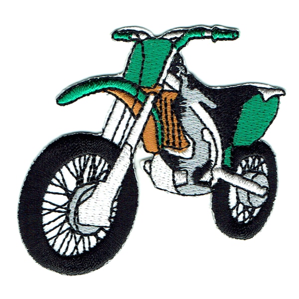 Iron on embroidered green motorcross bike patch