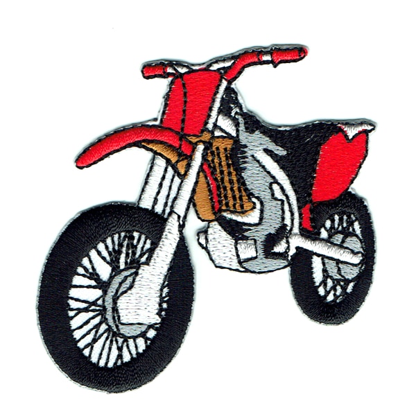 Iron on embroidered red motocross bike patch