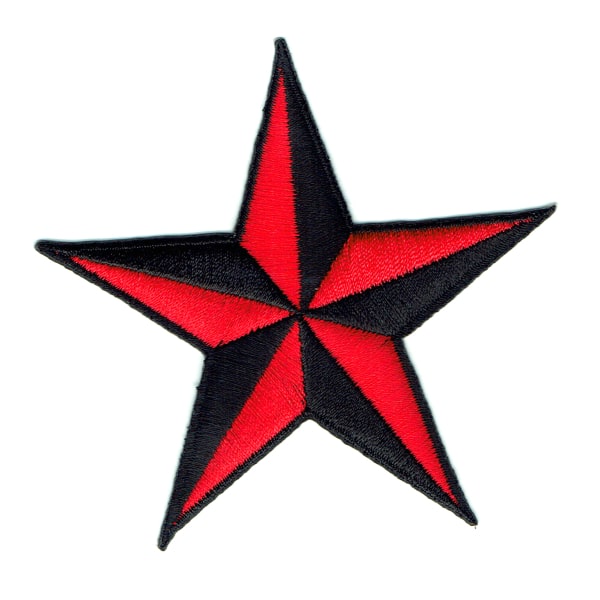 Iron on embroidered red nautical star patch