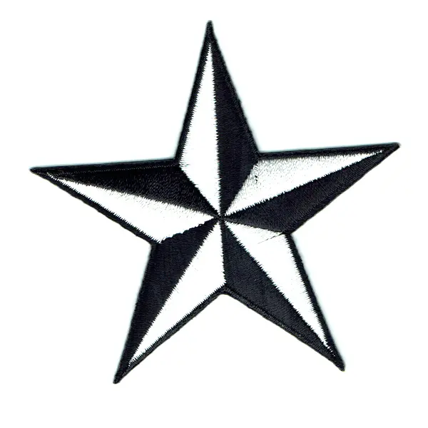 Iron on embroidered white nautical star patch