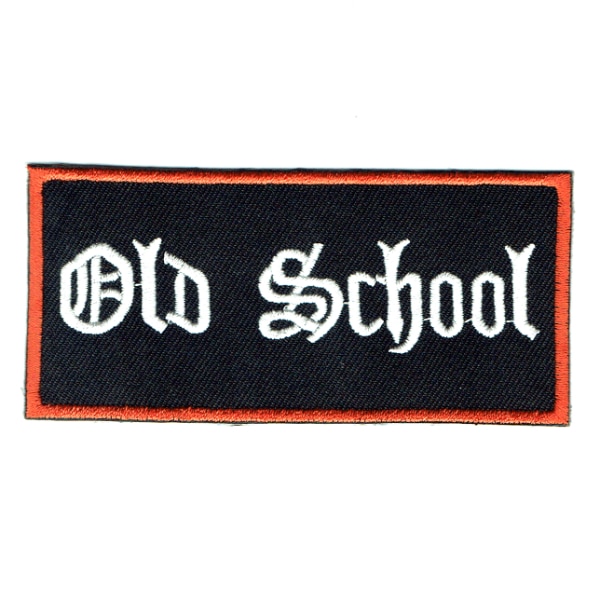 Iron on embroidered rectangular old school patch