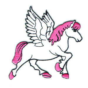Iron on embroidered pink pegasus patch