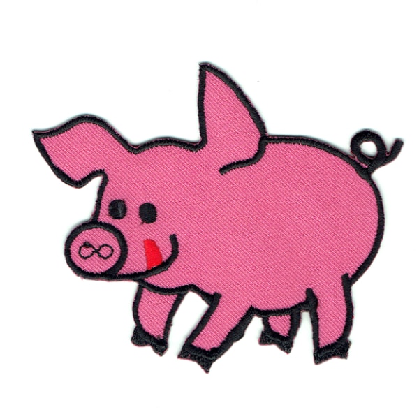 Iron on embroidered pink pig patch