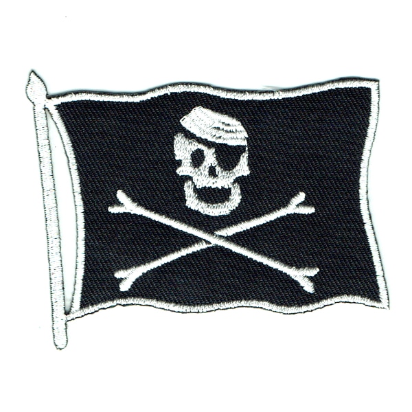 Iron on embroidered black pirate flag patch