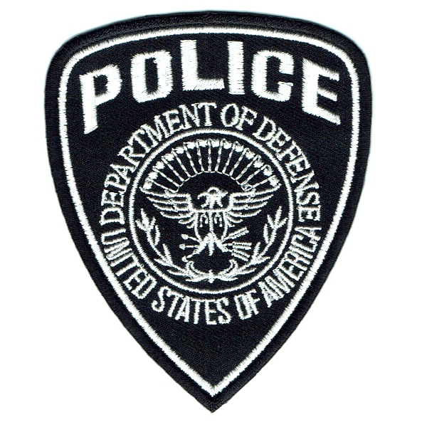 Iron on embroidered black and white united states police badge