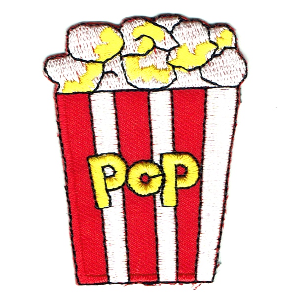 Iron on embroidered popping popcorn patch