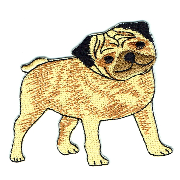Iron on embroidered pug dog patch