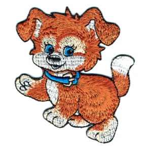 Iron on embroidered cute brown puppy patch