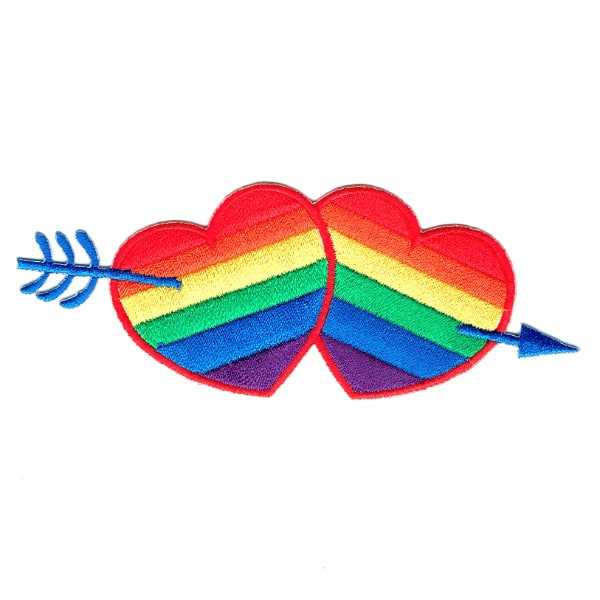 Iron on embroidered rainbow heart arrow patch