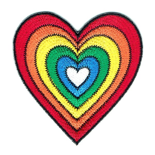 Iron on embroidered funky rainbow heart patch