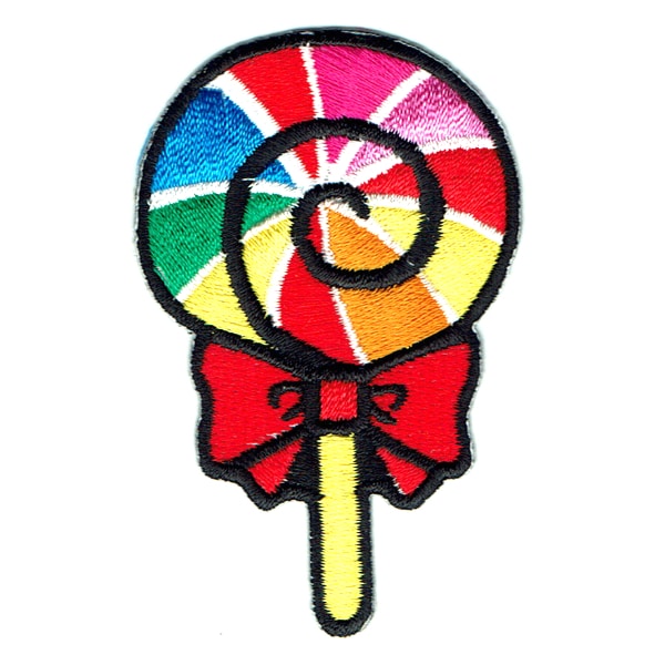 Iron on embroidered rainbow lollipop patch