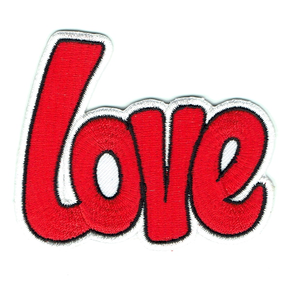 Iron on embroidered red love patch