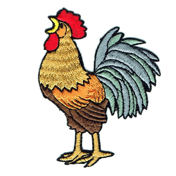 Iron on embroidered rooster patch