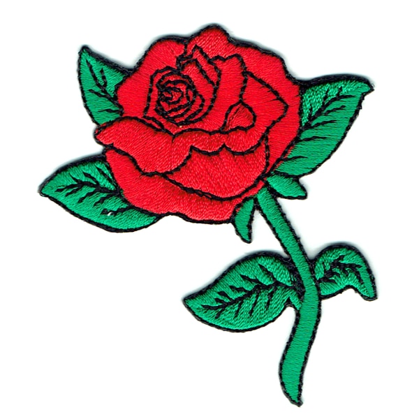 Iron on embroidered red rose patch