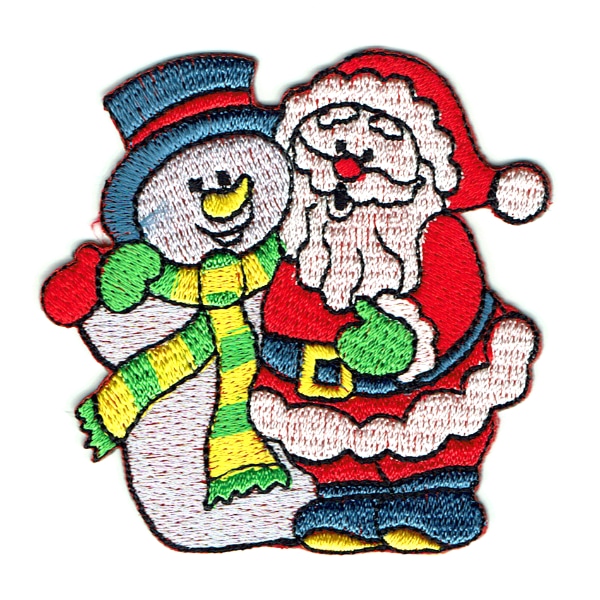Iron on embroidered santa and snowmanmpatch