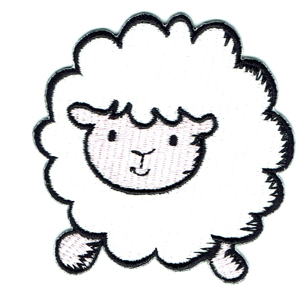 Iron on embroidered white sheep patch