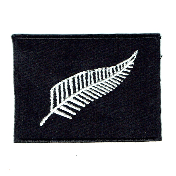 Iron on embroidered black New Zealand silver fern patch