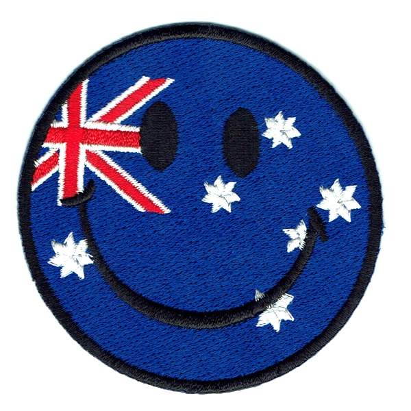 Iron on embroidered smiley Australia patch