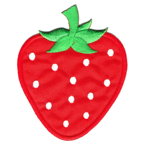 Iron on embroidered red strawberry patch