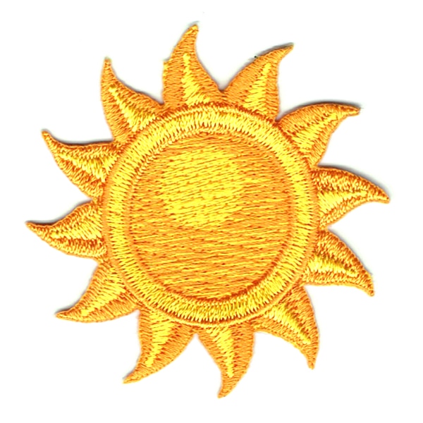 Iron on embroidered yellow sun patch