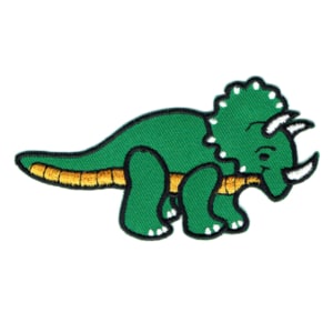 Iron on embroidered green triceratops patch