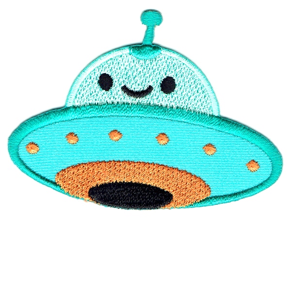 Iron on embroidered green UFO patch