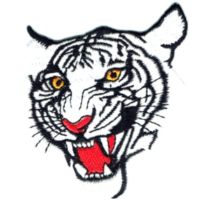 Iron on embroidered white tiger patch