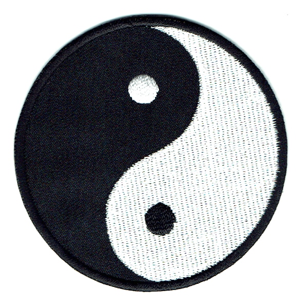 Iron on embroidered round black and white yin yang patch