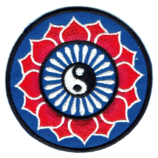 Iron on embroidered round yin yang lotus flower patch